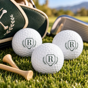 Klassischer Waldgrüner Golf-Monogramm-Wappen Golfball