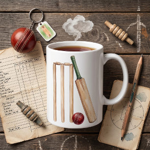 Klassischer Wasserfarb-Cricket-Schläger und -Ball Kaffeetasse
