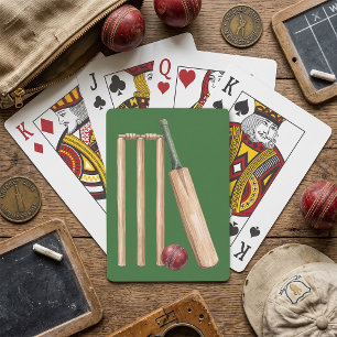 Klassischer Wasserfarb-Cricket-Schläger und -Ball Spielkarten