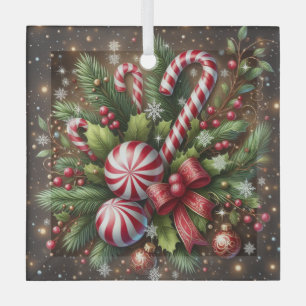 Klassischer Weihnachts-Lakritz-/Pfefferminz-Weihna Ornament Aus Glas