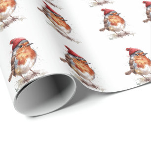 Klassischer Weihnachts-Rotkehlchen, individuell Geschenkpapier
