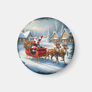 Klassischer Weihnachts-Rundschmuck Magnet