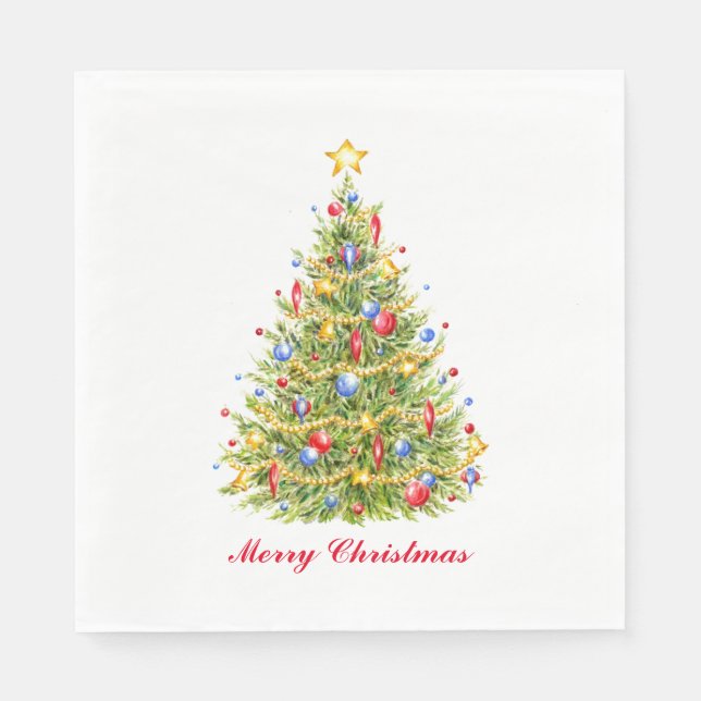 Klassischer Weihnachtsbaum Frohe Weihnachten Napki Serviette (Vorderseite)