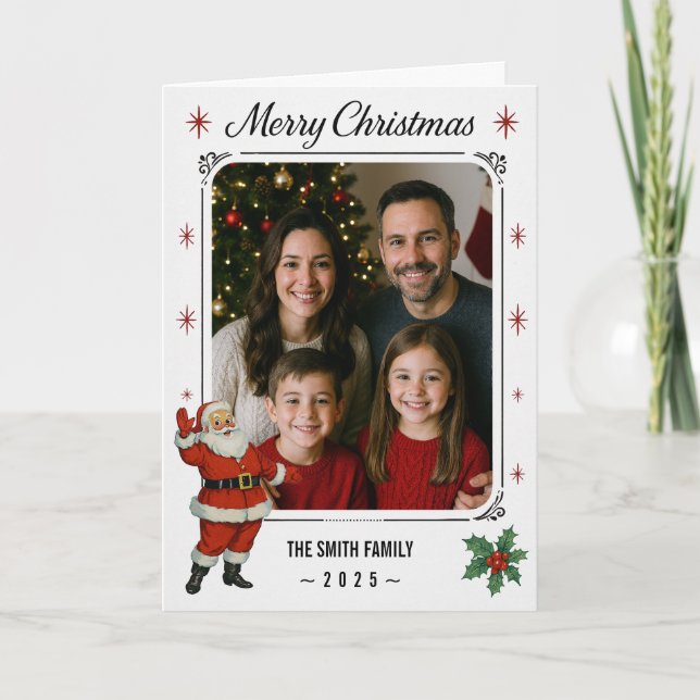Klassischer Weihnachtsgruß mit individuellem Foto Karte (Vorderseite)