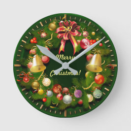 Klassischer Weihnachtskranz mit Personalisierter B Runde Wanduhr