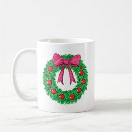 Klassischer Weihnachtskranz mit Schleife Kaffeetasse
