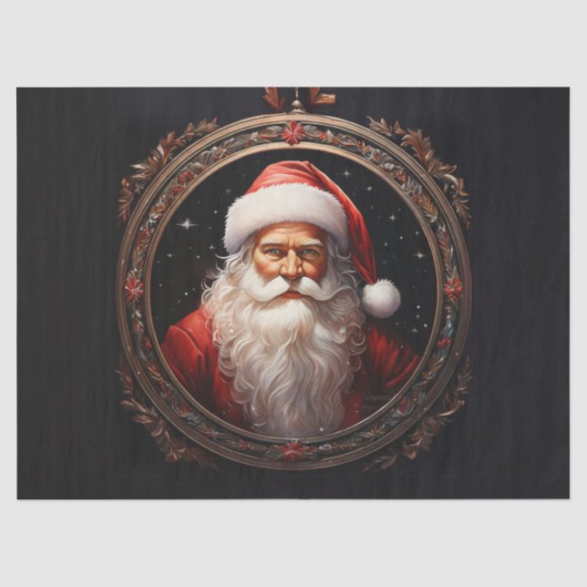 Klassischer Weihnachtsmann in Verziertem Rahmen-De Seidenpapier (Vorderseite)