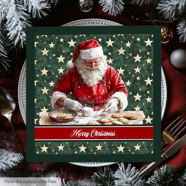 Klassischer Weihnachtsmann Kochen Festliche Neapel Serviette (Classic Santa Claus Cooking Festive Napkins)
