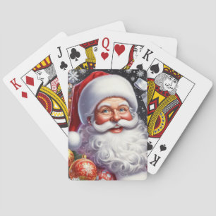 Klassischer Weihnachtsmann mit Geschenk & Ornament Spielkarten