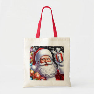Klassischer Weihnachtsmann mit Geschenk & Ornament Tragetasche