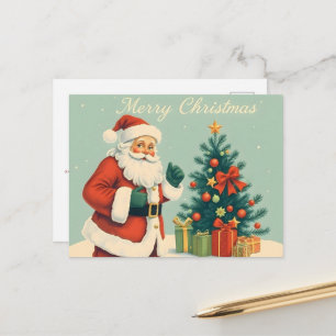 Klassischer Weihnachtsmann mit Weihnachtsbaum Post Postkarte