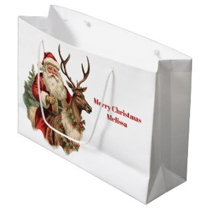 Klassischer Weihnachtsmann Reitstall Große Geschenktüte