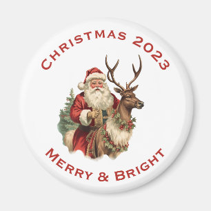 Klassischer Weihnachtsmann Reitstall Magnet