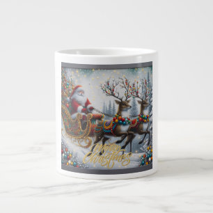 Klassischer Weihnachtsmann und Rentiere Jumbo-Tasse
