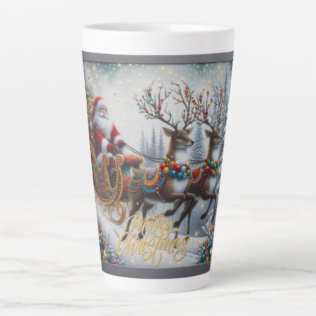 Klassischer Weihnachtsmann und Rentiere Milchtasse (Vorderseite)