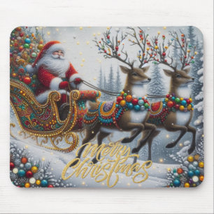 Klassischer Weihnachtsmann und Rentiere Mousepad