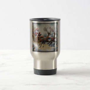 Klassischer Weihnachtsmann und Rentiere Reisebecher