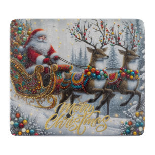Klassischer Weihnachtsmann und Rentiere Schneidebrett