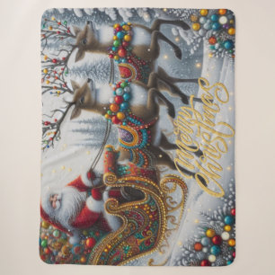 Klassischer Weihnachtsmann und Rentiere Sherpadecke
