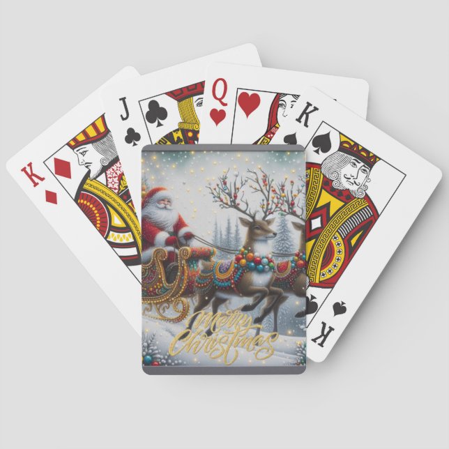 Klassischer Weihnachtsmann und Rentiere Spielkarten (Rückseite)