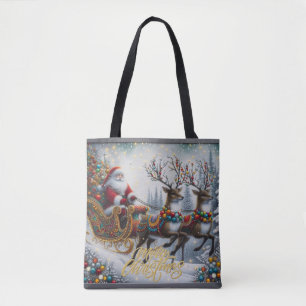 Klassischer Weihnachtsmann und Rentiere Tasche