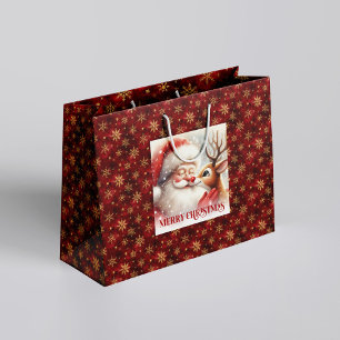 Klassischer Weihnachtsmann und Rudolph Weihnachten Große Geschenktüte