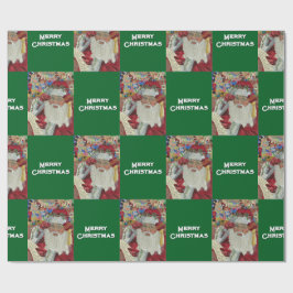 Klassischer Weihnachtsmann - Zwei Feiertage grün p Geschenkpapier