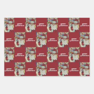 Klassischer Weihnachtsmann - Zweimal frohe Weihnac Geschenkpapier Set