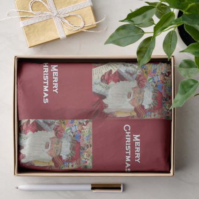 Klassischer Weihnachtsmann - Zweimal frohe Weihnac Seidenpapier (Geschenk)