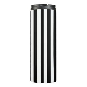 Klassischer weiß-schwarz gestreifter moderner Ther Thermosbecher
