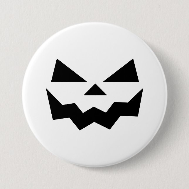 Klassischer weißer Jack-o-lantern-Kürbisgesicht lä Button (Vorderseite)