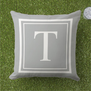 Klassischer weißer quadratischer Rahmen-Monogramm  Kissen