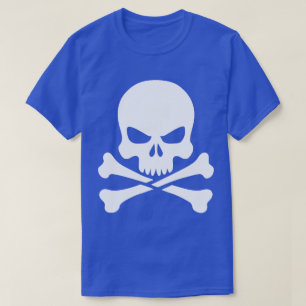 Klassischer weißer Schädel und Kreuzknochen T-Shirt