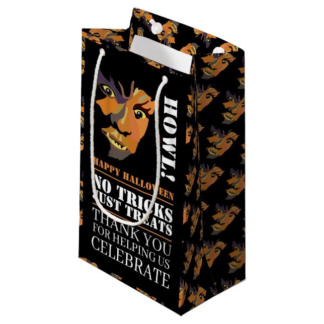 Klassischer Werwolf, Halloween-Party Kleine Geschenktüte (Vorderseite Schrägansicht)