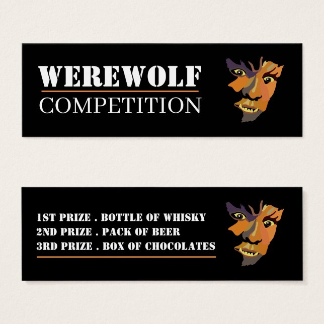 Klassischer Werwolf, Halloween-Wettbewerbstickets (Vorne & Hinten)