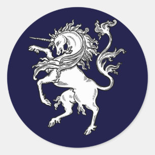 Klassischer Wilder Einhorn Runder Aufkleber