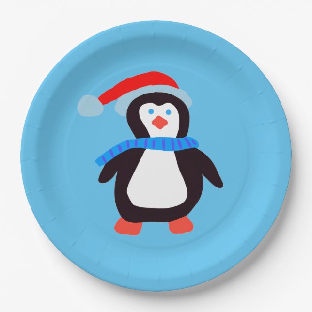Klassischer Winterpinguin Pappteller (Vorderseite)