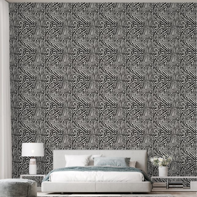 Klassischer Zebrastreifen schwarz und weiß Tapete (Schlafzimmer)