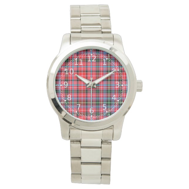 Klassischer Zeitloser Clan Aberdeen Kariertes Tart Armbanduhr (Vorderseite)