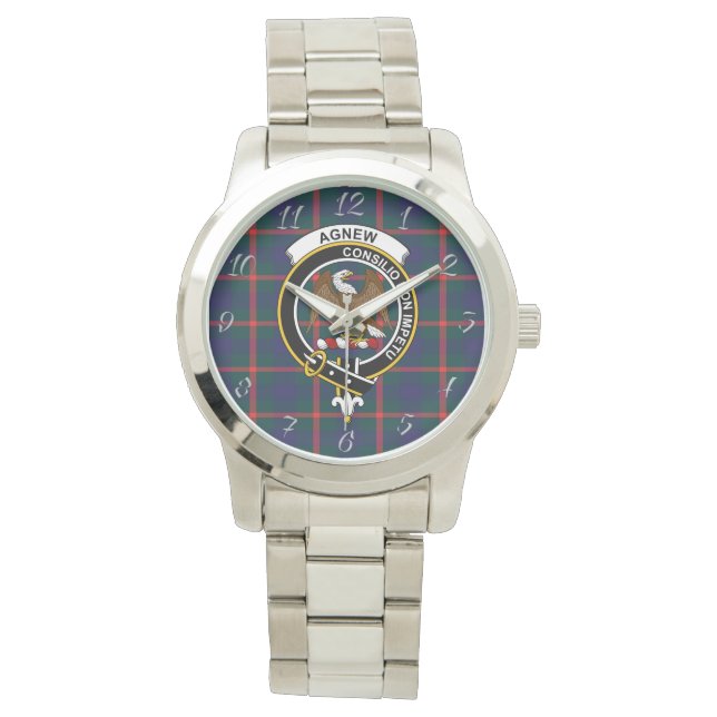 Klassischer Zeitloser Clan Agnew Tartan Kariert Gi Armbanduhr (Vorderseite)