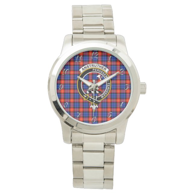 Klassischer Zeitloser Clan Anstruther Tartan Karie Armbanduhr (Vorderseite)