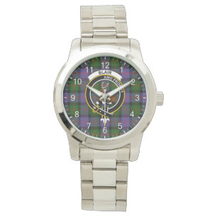 Klassischer Zeitloser Clan Blair Tartan Abzeichen Armbanduhr
