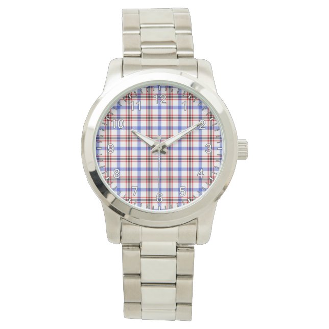 Klassischer Zeitloser Clan Boswell Moderner Tartan Armbanduhr (Vorderseite)