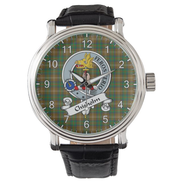 Klassischer Zeitloser Clan Chisholm Jagd Abzeichen Armbanduhr (Vorderseite)