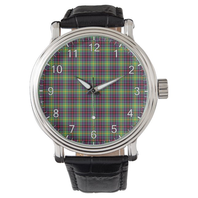 Klassischer Zeitloser Clan Clephane Tartan Kariert Armbanduhr (Vorderseite)