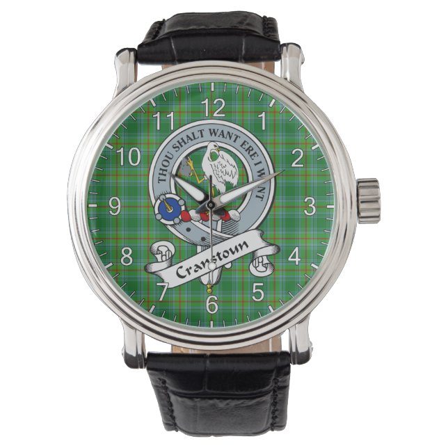 Klassischer Zeitloser Clan Cranstoun Altes Abzeich Armbanduhr (Vorderseite)
