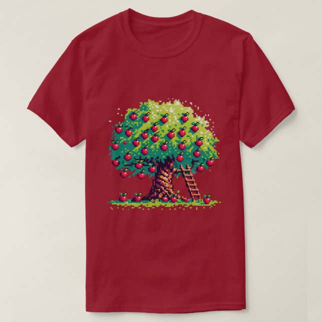 Klassisches 8-Bit Apfelbaum-Pixel-Design T-Shirt (Design vorne)