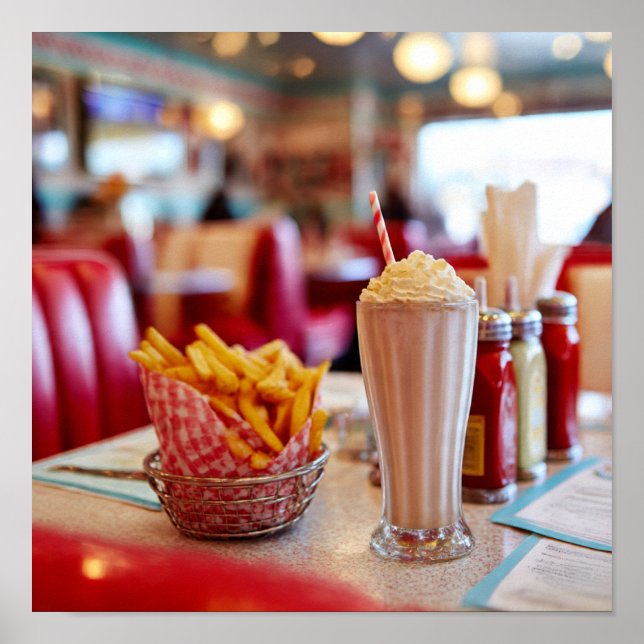 Klassisches Abendessen - Milchspeisen und Fries Ta Poster (Vorne)