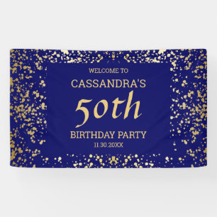 Klassisches Ägypten Gold Glitter Navy Blau Geburts Banner