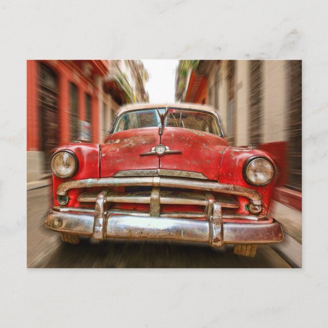 Klassisches amerikanisches Auto in den Straßen von Postkarte (Vorderseite)